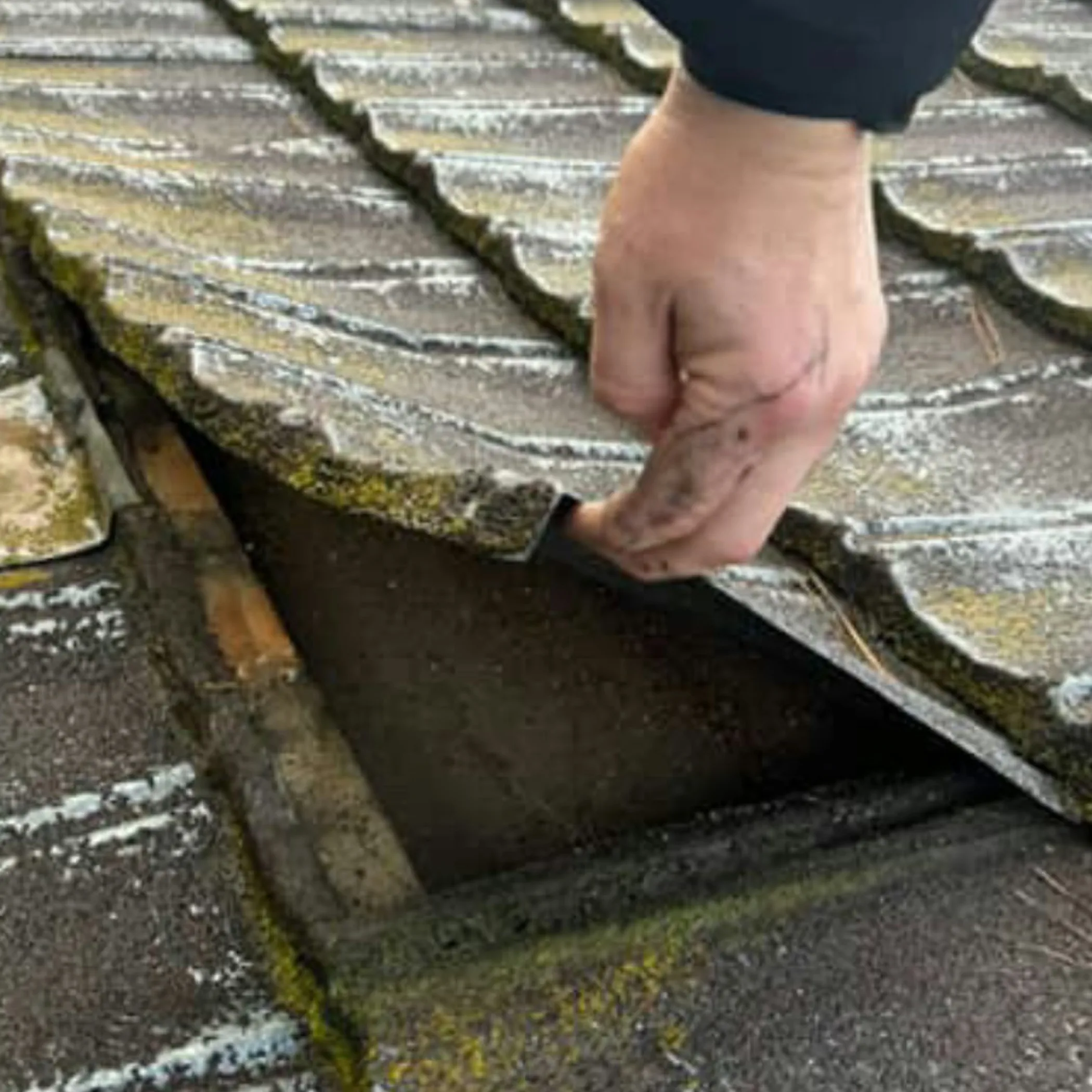 lifted roof tile exposing gap
